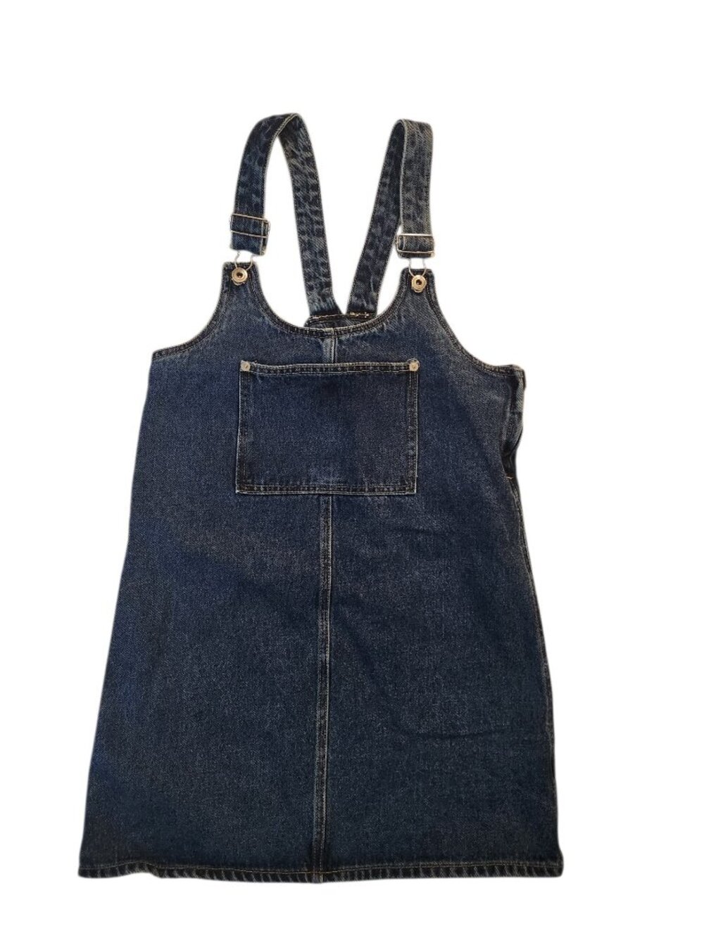 Re Generation Denim Womans Mini Overall Dress Size XS with Front Pocket Zipper